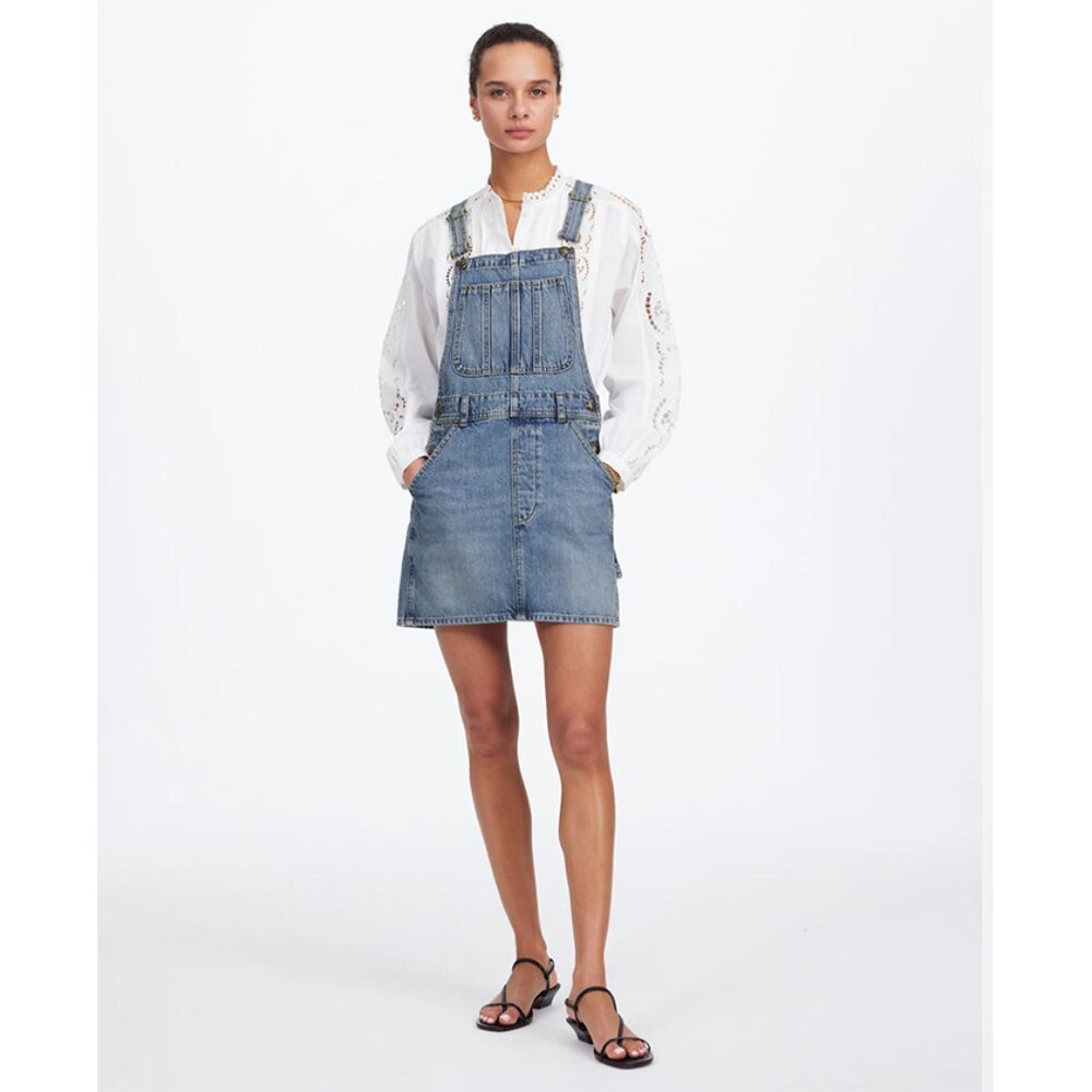 Madewell Blue Denim Mini Skirt Overalls